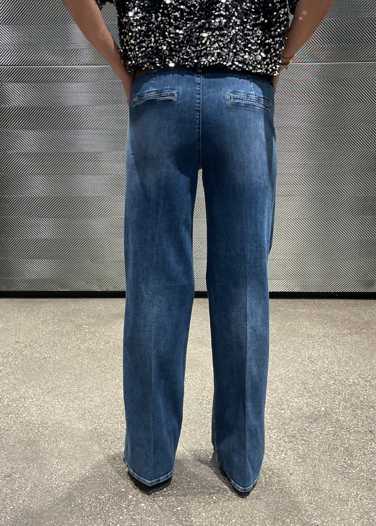 Jeans High Waist Flared &#39;Mittelblau&#39;