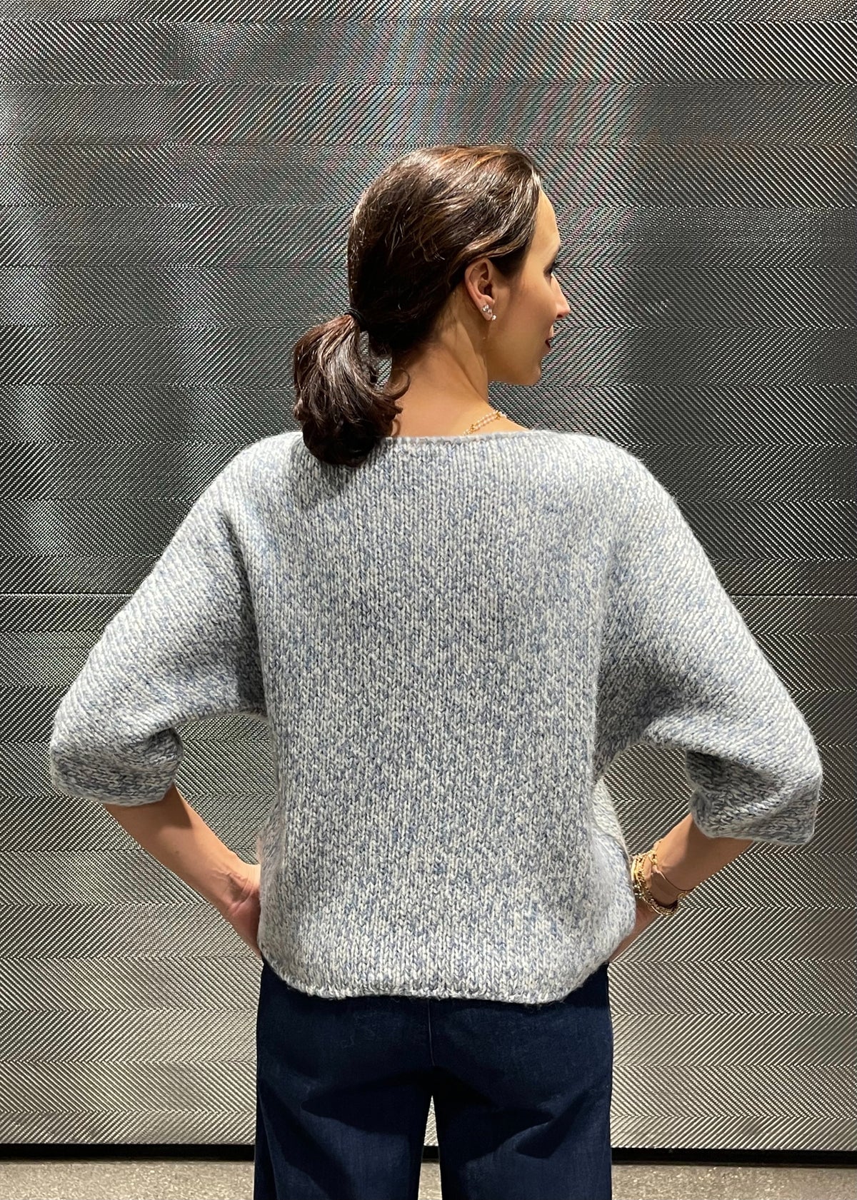 Strickpullover &#39;Blau-Creme&#39;