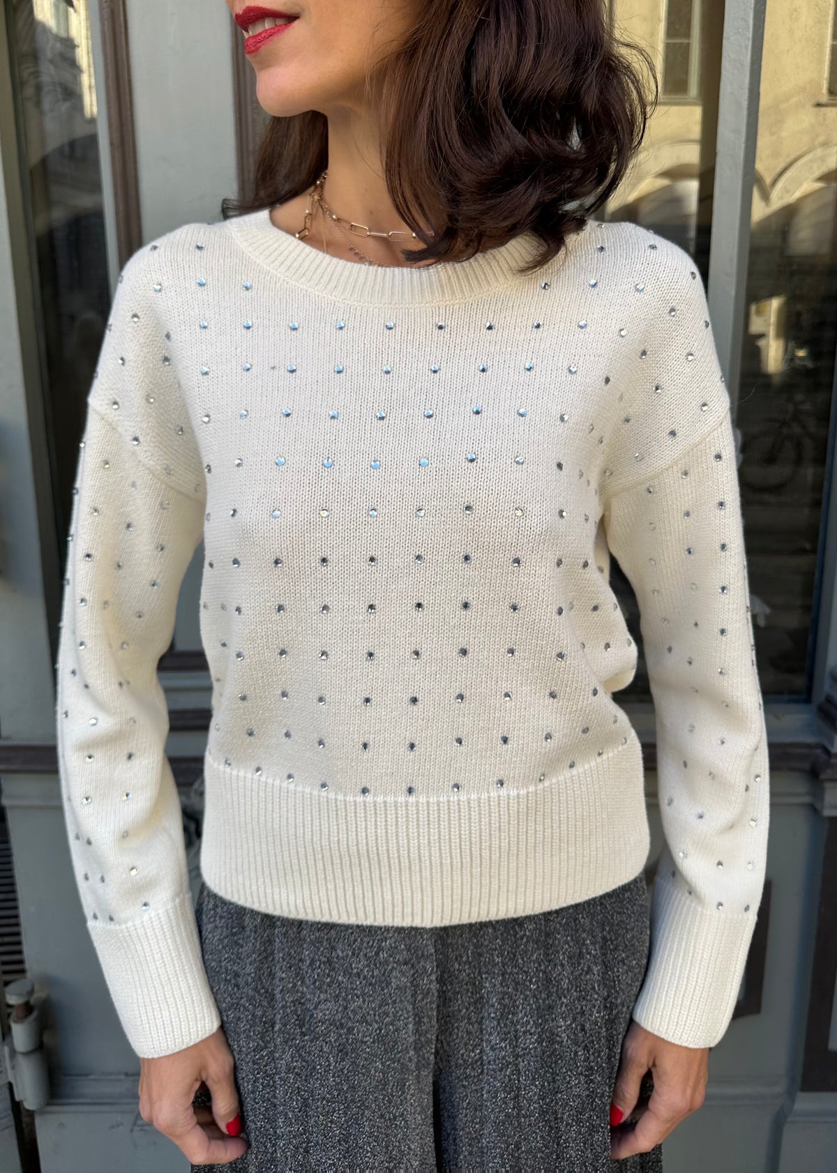 Strickpullover mit Strass Steinen