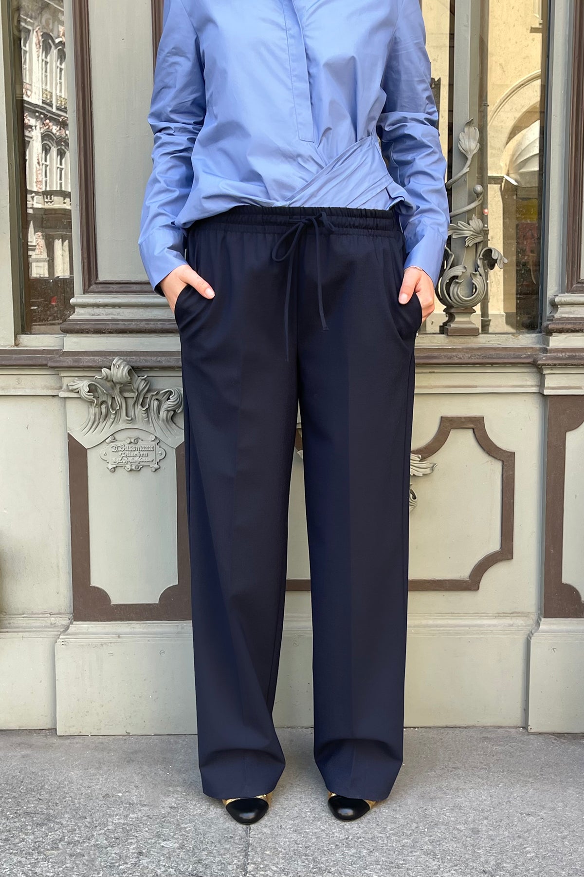 Hose mit weitem Bein Navy