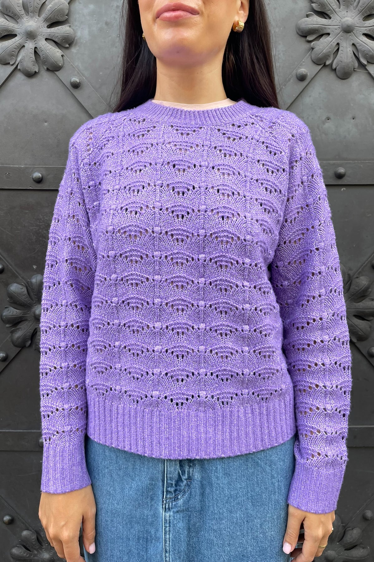 Strickpullover mit Lurex &#39;Lavendel&#39;