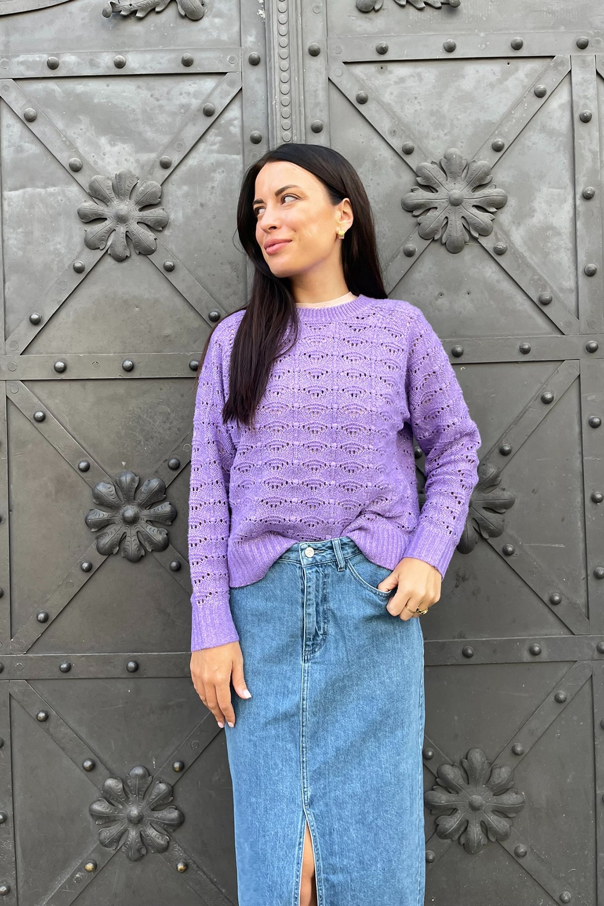 Strickpullover mit Lurex &#39;Lavendel&#39;